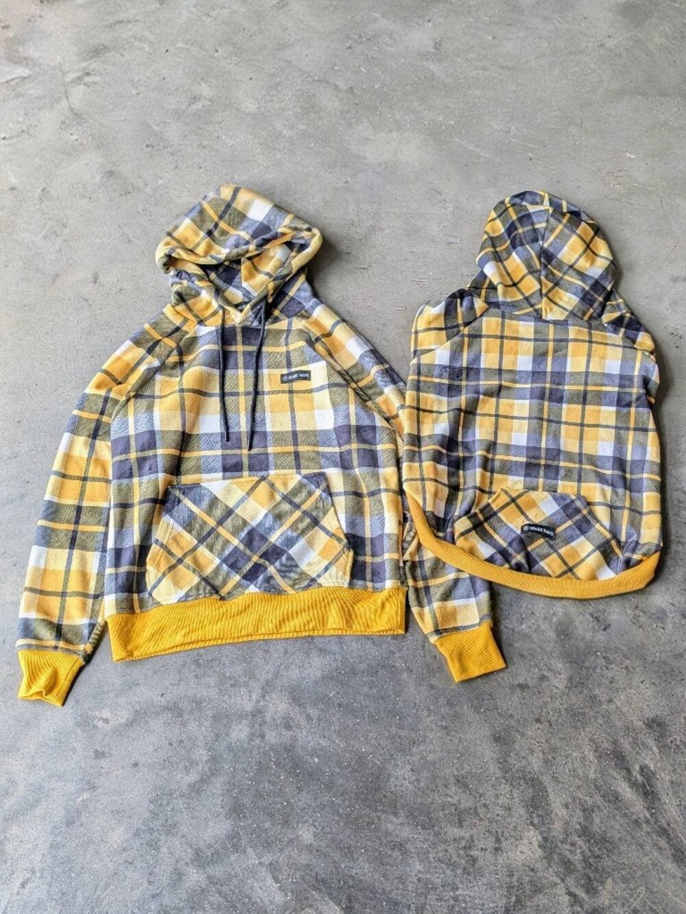 Spark Paws Yellow Plaid Human Hoodie (S) Dog Hoodie (4X) Matching Set